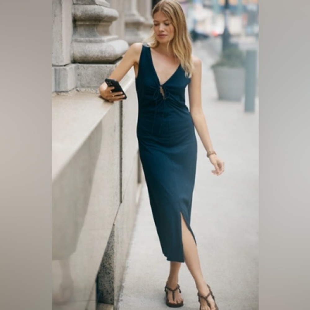 Nation LTD Navy Sleeveless Midi Dress
